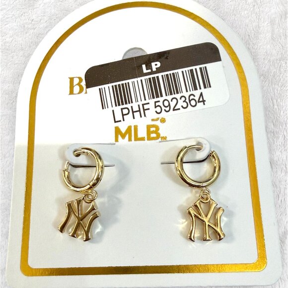 MLB New York Yankees Hoop Earrings | Gold | NWT - Picture 3 of 3